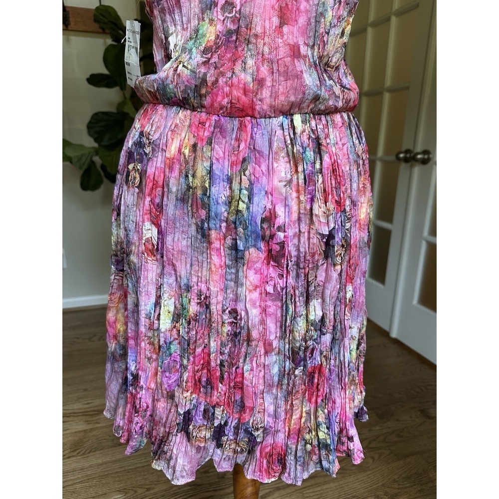 Everleigh Pink Floral Halter Pleated Dress Women's Size M Boho Summer Casual - Picture 4 of 9